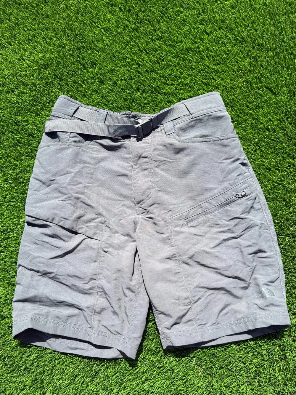 The North Face Men's Light Gray Hybrid Outdoor hiking trail Shorts built in belt